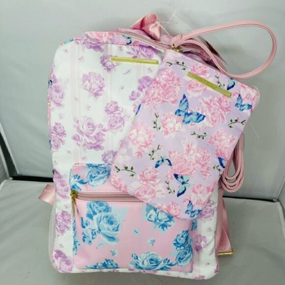 Luv BETSEY JOHNSON Pink Floral Backpack Rose Print Bag LBSTUDY Crossbody Purse main image 7
